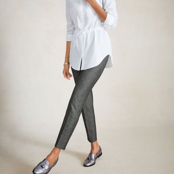 Talbots Pants Women's 10 Chatham Ankle Gray Sharkskin Slim Mid-Rise Side Zip - Picture 8 of 8